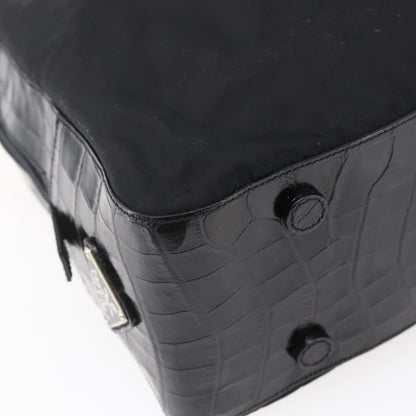 Prada Vintage Shoulder Bag Nylon and Leather, BLACK, NYLON, Shoulder bag