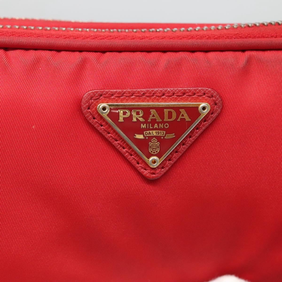 Prada Double Zip Shoulder Bag Nylon, RED, NYLON, Shoulder bag