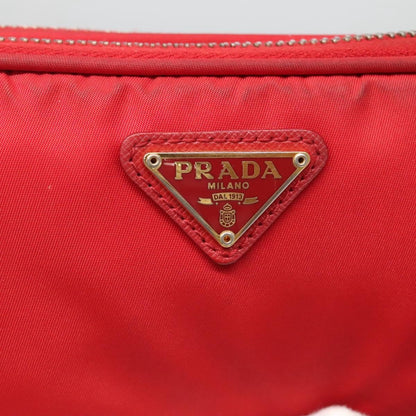 Prada Double Zip Shoulder Bag Nylon, RED, NYLON, Shoulder bag