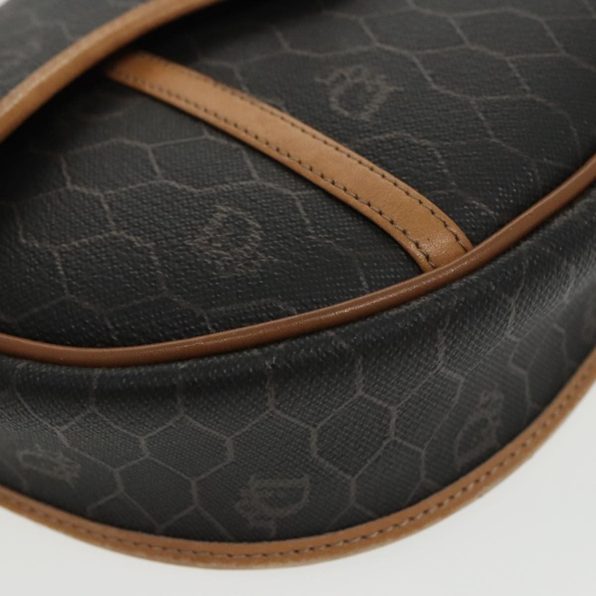 Christian Dior Vintage Honeycomb Flap Crossbody Bag Coated Canvas, BLACK, CANVAS, Crossbody bag