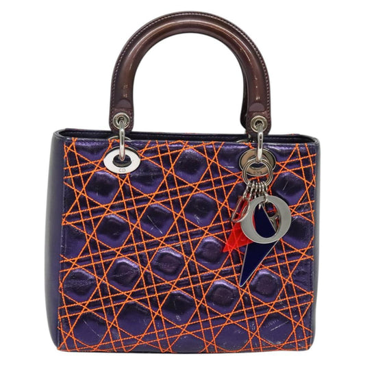 Christian Dior Lady Dior Bag Anselm Reyle Cannage Quilt Leather, PURPLE, LEATHER, Handbag