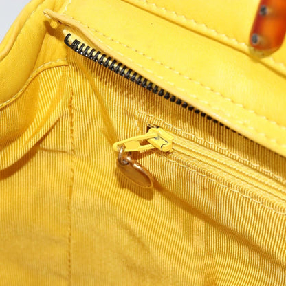 Chanel Vintage CC Resin Pocket Tote Quilted Leather, YELLOW, LEATHER, Tote bag