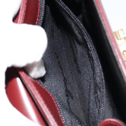 Salvatore Ferragamo Vintage Gancini Chain Shoulder Bag Leather, BURGUNDY, LEATHER, Shoulder bag