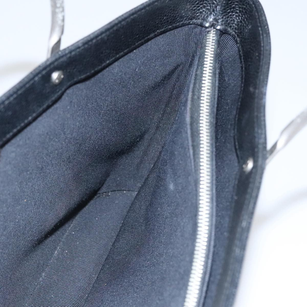 Chanel Vintage Metal Ring Tote Leather, BLACK, LEATHER, Tote bag