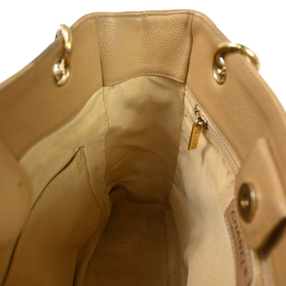 Chanel Petite Shopping Tote Quilted Caviar, Beige, Leather, Shoulder Bag
