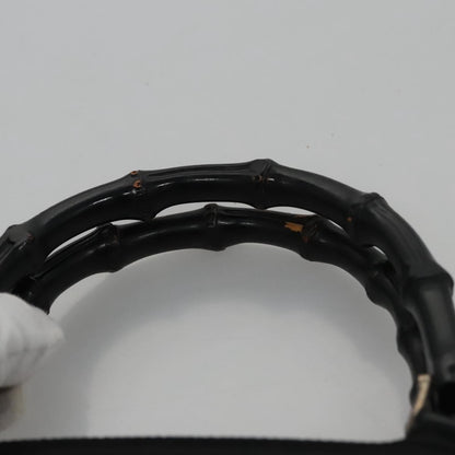 Gucci Vintage Bamboo Handle Bag Nylon, BLACK, CANVAS, Handbag