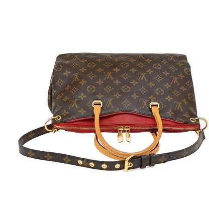 Louis Vuitton Pallas Tote Monogram Canvas with Leather, RED, CANVAS, Handbag