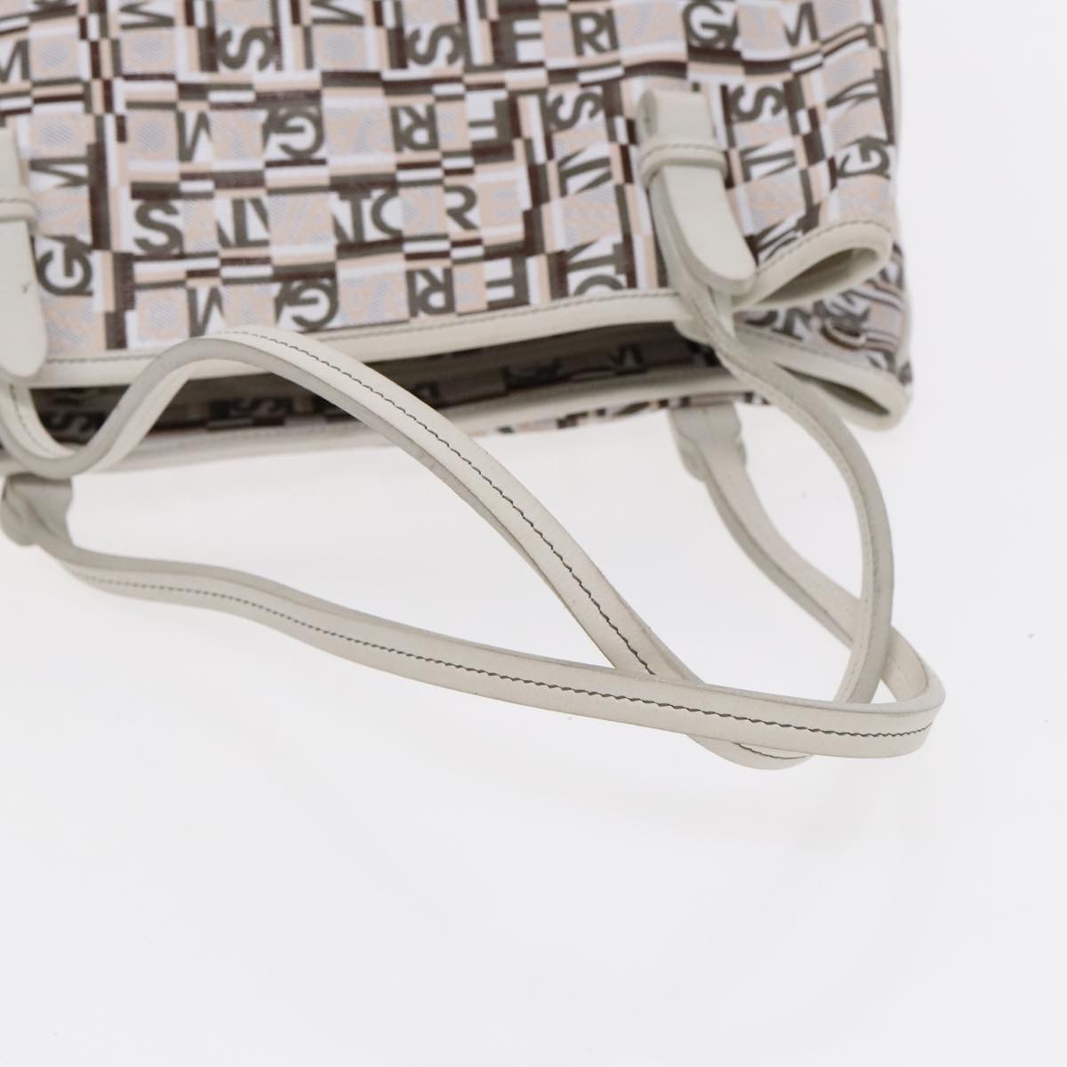 Salvatore Ferragamo Gancini Tote Leather, WHITE, LEATHER, Tote bag