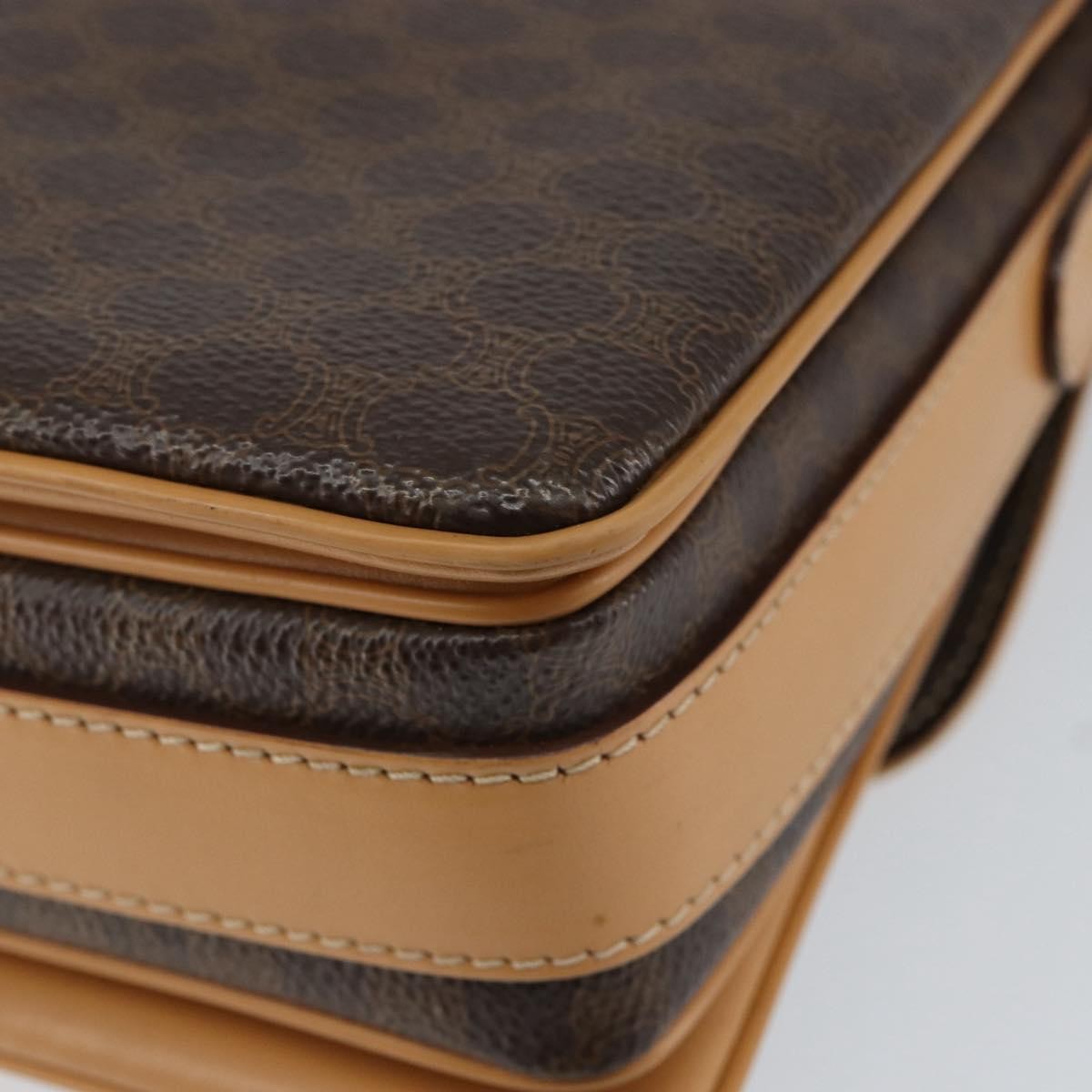 Celine Vintage Macadam Shoulder Bag Canvas and Leather, BROWN, CANVAS, Shoulder bag