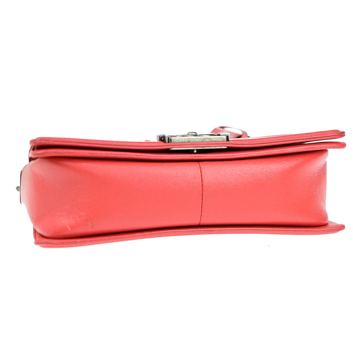 Chanel Boy Flap Bag with Strap Quilted Lambskin, RED, LEATHER, Shoulder bag