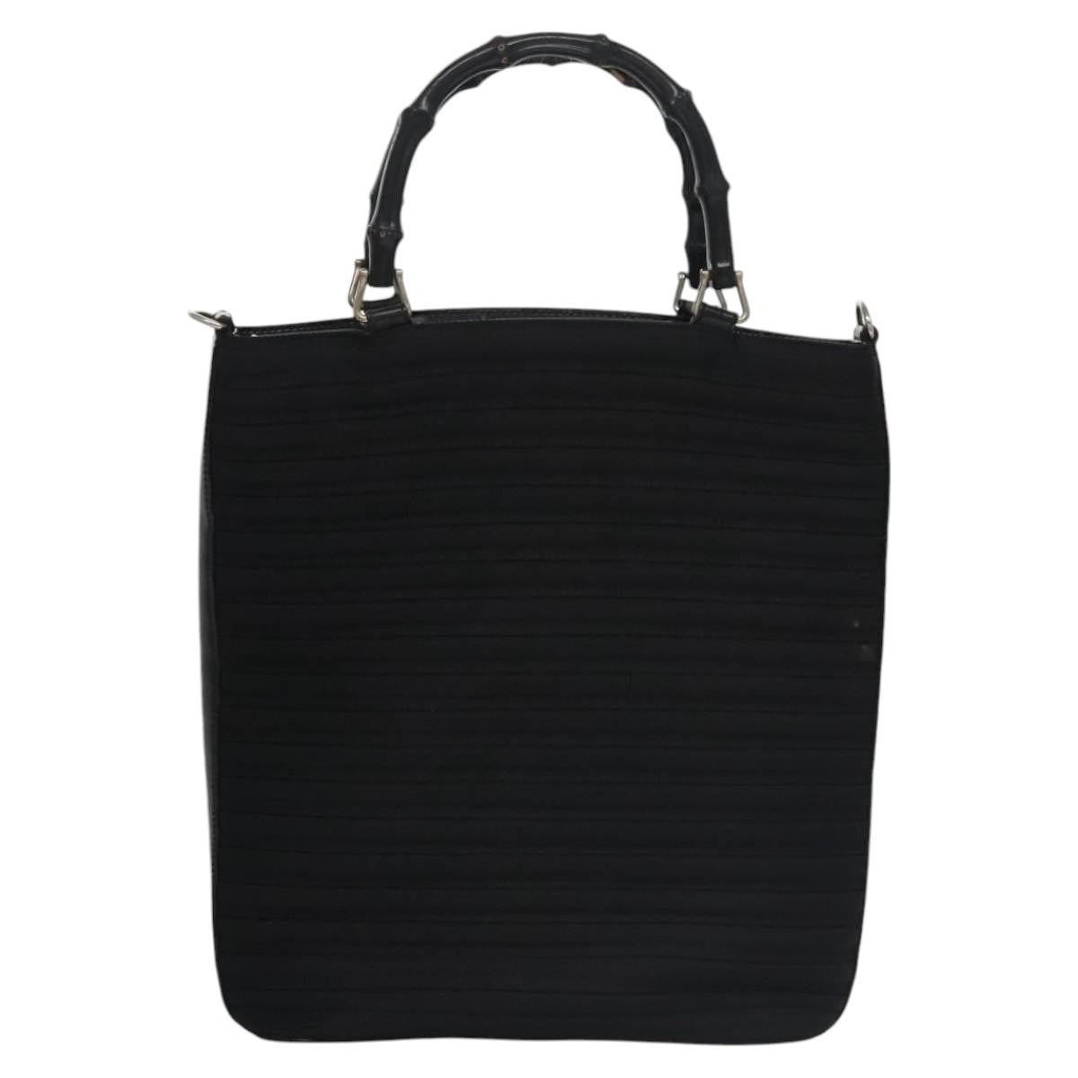 Gucci Vintage Bamboo Handle Bag Nylon, BLACK, CANVAS, Handbag