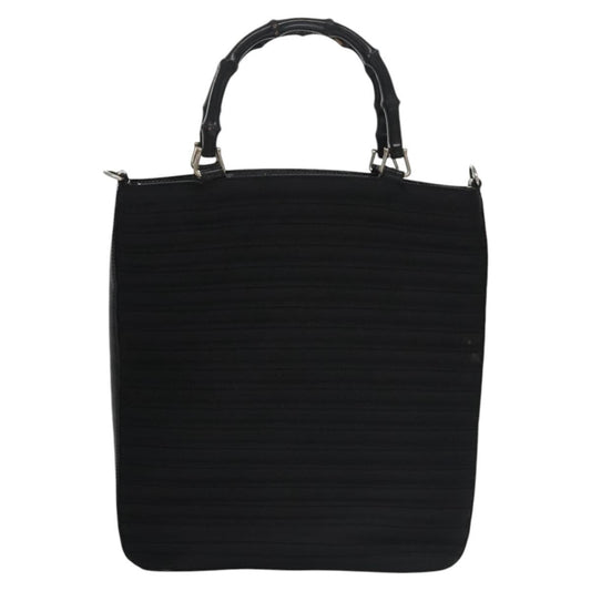 Gucci Vintage Bamboo Handle Bag Nylon, BLACK, CANVAS, Handbag
