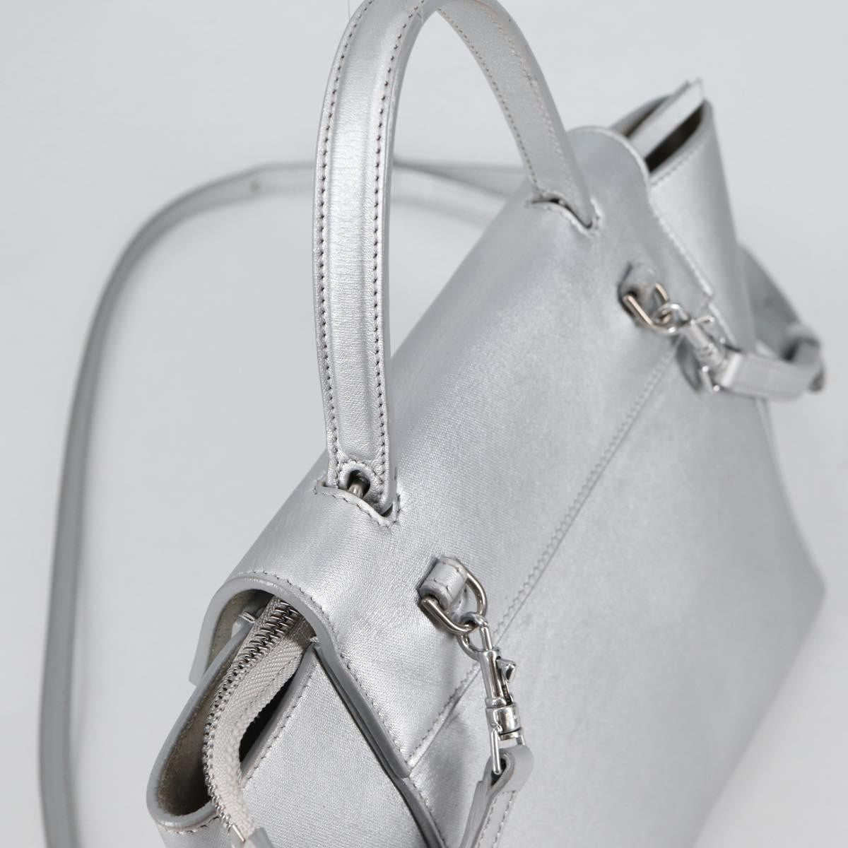 Celine Belt Bag Textured Leather, SILVER, LEATHER, Shoulder bag