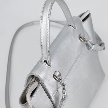 Celine Belt Bag Textured Leather, SILVER, LEATHER, Shoulder bag