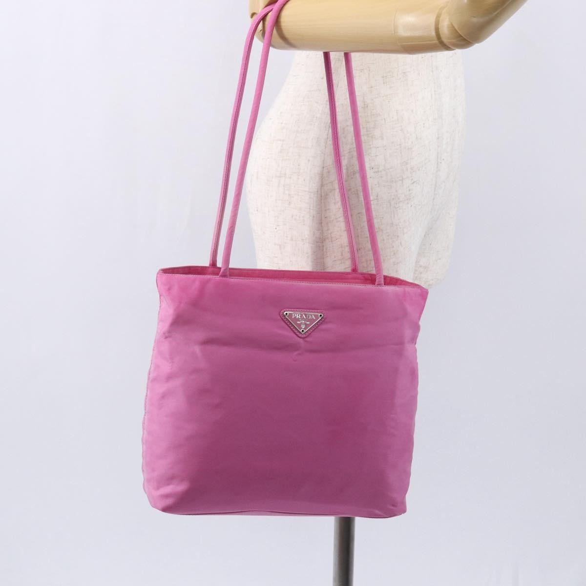 Prada Vintage Zip Tote Tessuto, PINK, NYLON, Tote bag