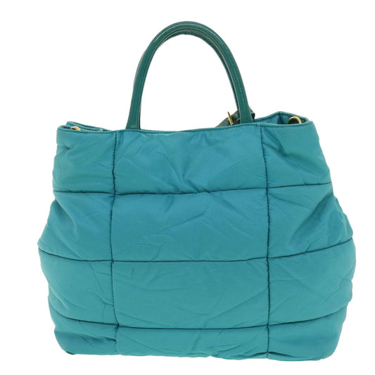 Prada Convertible Tote Quilted Tessuto, TURQUOISE, NYLON, Handbag