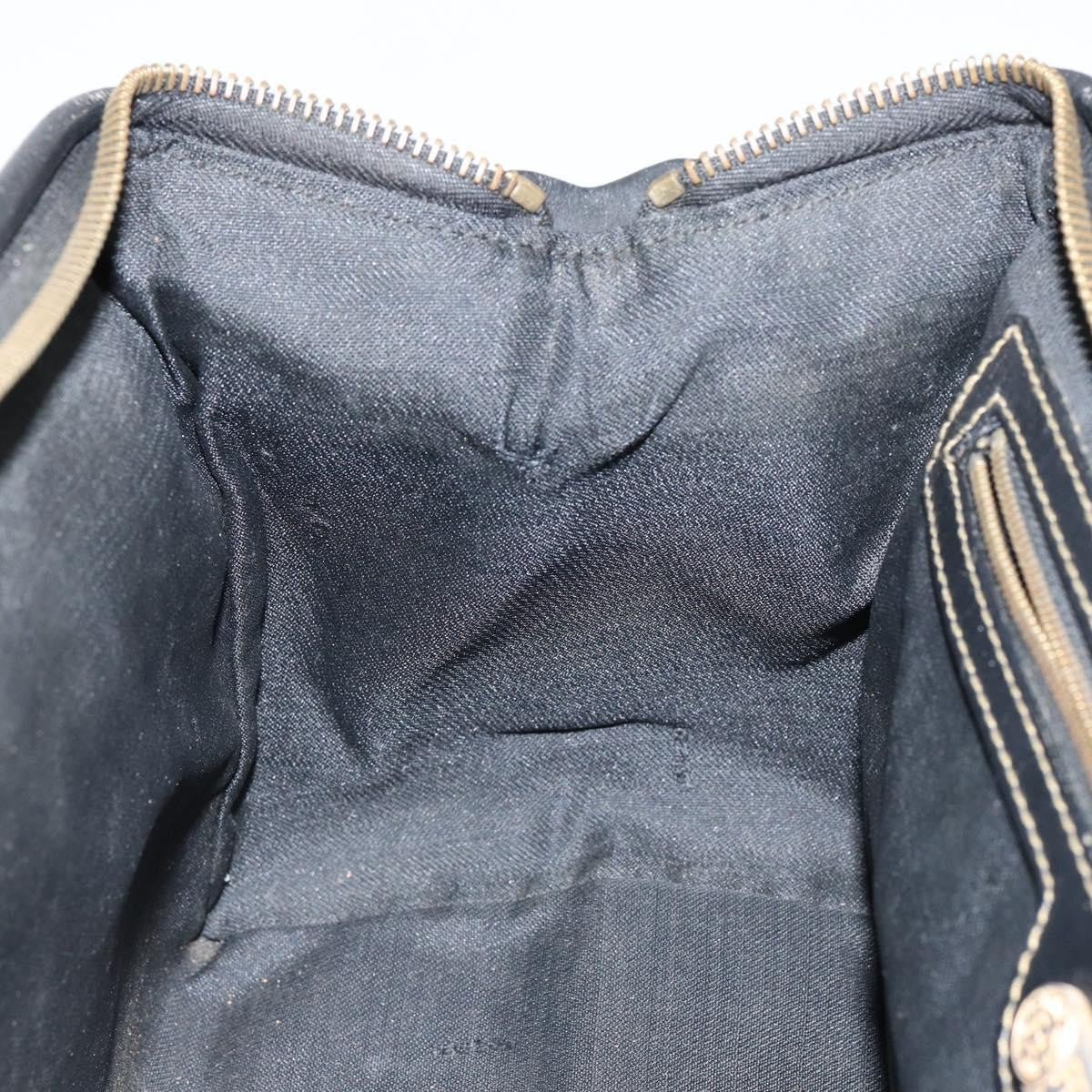 Fendi Vintage Pequin Boston Bag Coated Canvas, BLACK, CANVAS, Handbag