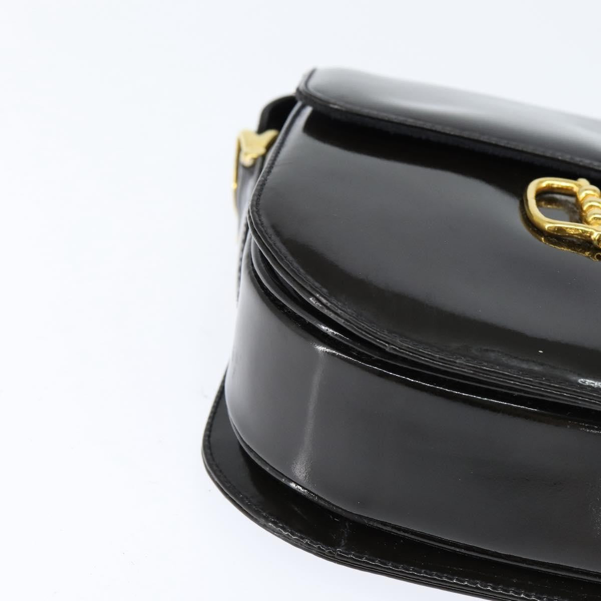 Celine Vintage Carriage Flap Clutch Leather, BLACK, PATENT_LEATHER, Shoulder bag