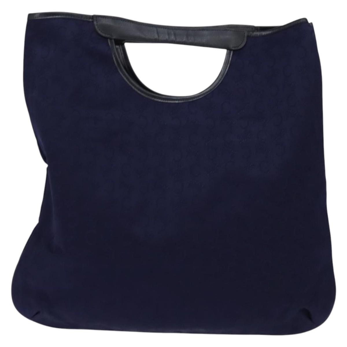 Celine C Sulky Handbag Canvas, NAVY, CANVAS, Handbag
