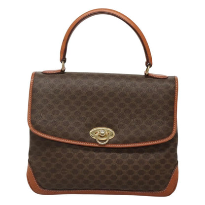 Celine Macadam Handbag Macadam with leather, BROWN, CANVAS, Handbag