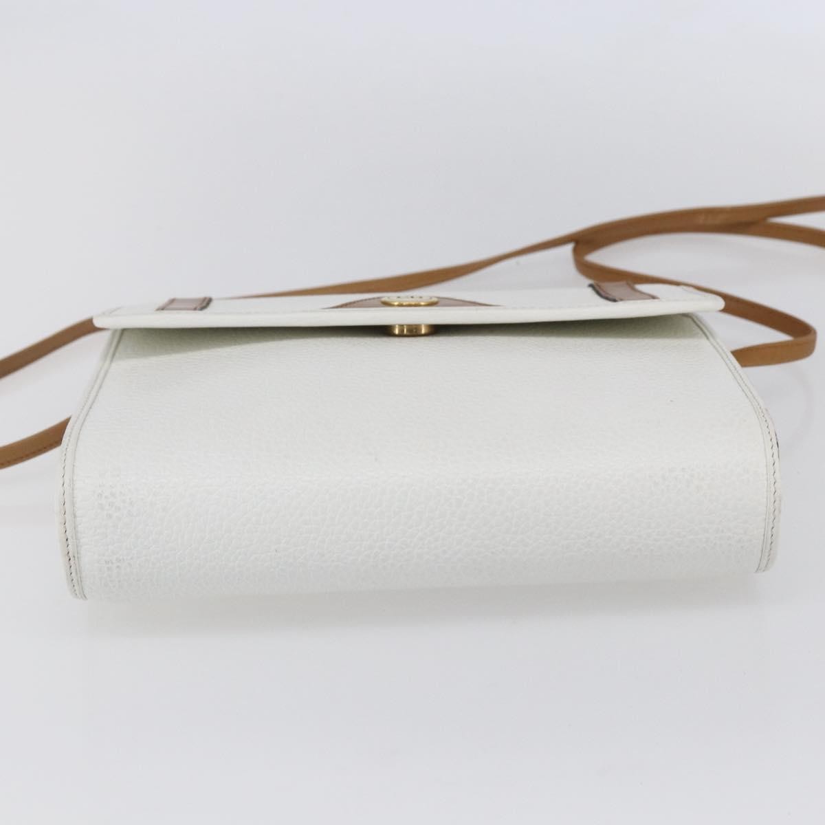 Christian Dior Vintage CD Logo Shoulder Bag Leather, WHITE, LEATHER, Shoulder bag