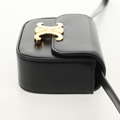 Celine Vintage Triomphe Shoulder Bag Leather, Black, Leather, Handbag
