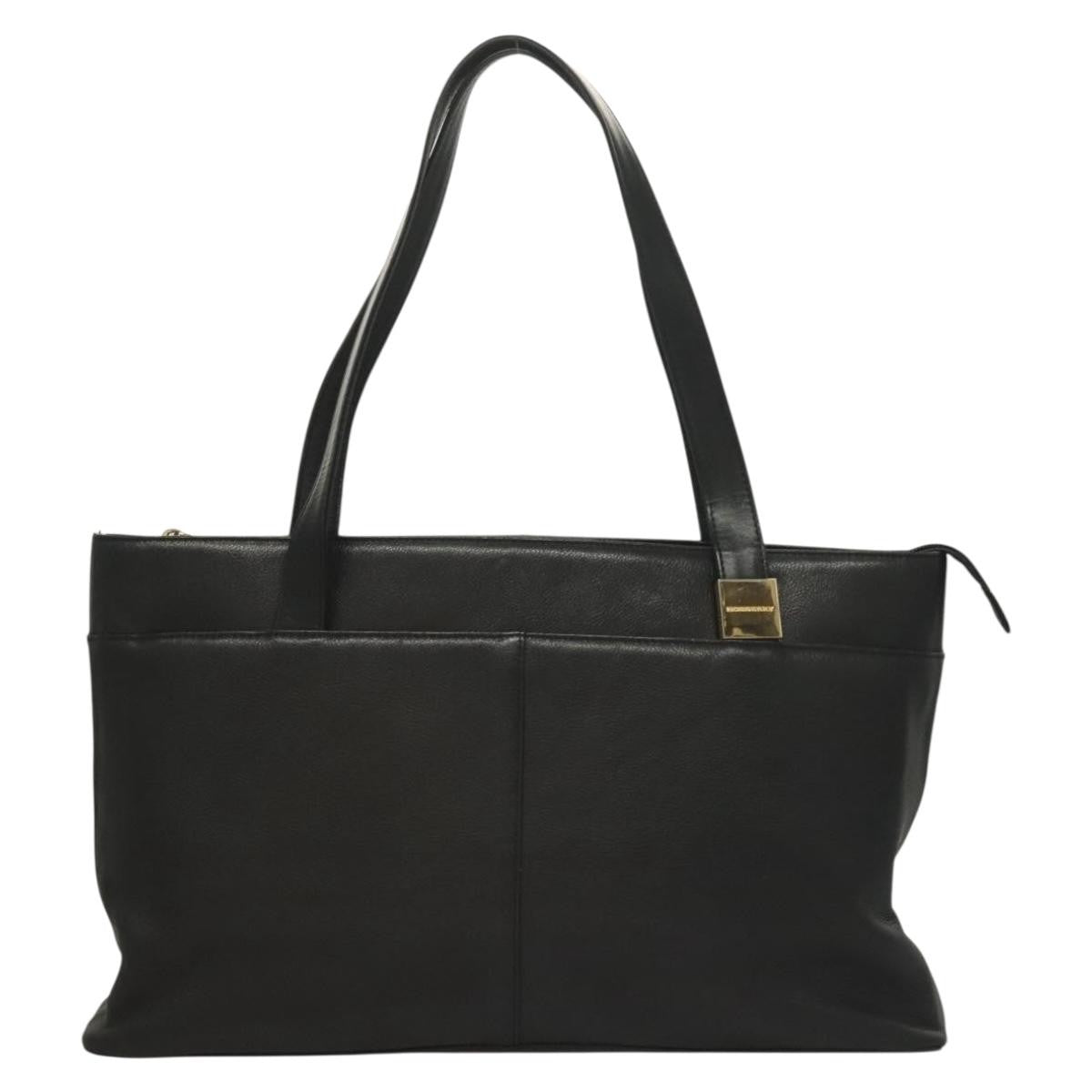 Burberry Tote Leather, BLACK, LEATHER, Tote bag