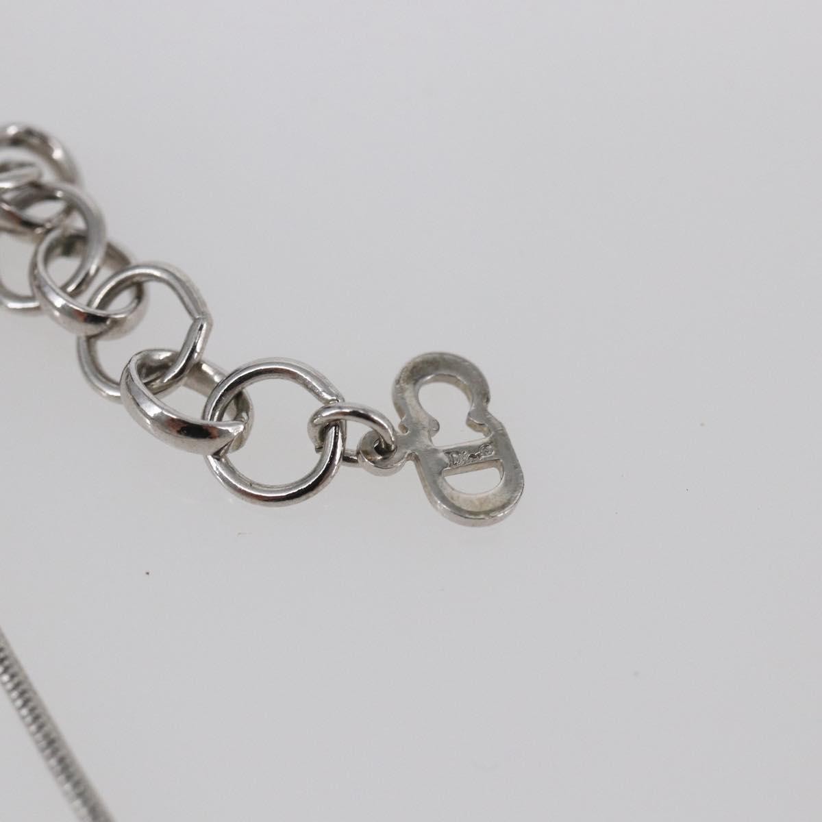 Christian Dior Bow CD Pendant Necklace Metal with Crystal, SILVER, METAL, Necklace