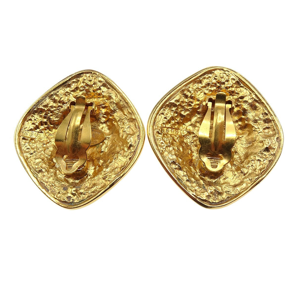 Chanel Vintage Diamond Clip-On Earrings Gold-plated, GOLD, GOLD_PLATED, Earrings