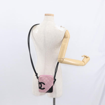 Chanel Cambon Crossbody Bag Quilted Leather, PINK, LEATHER, Clutche & pouche