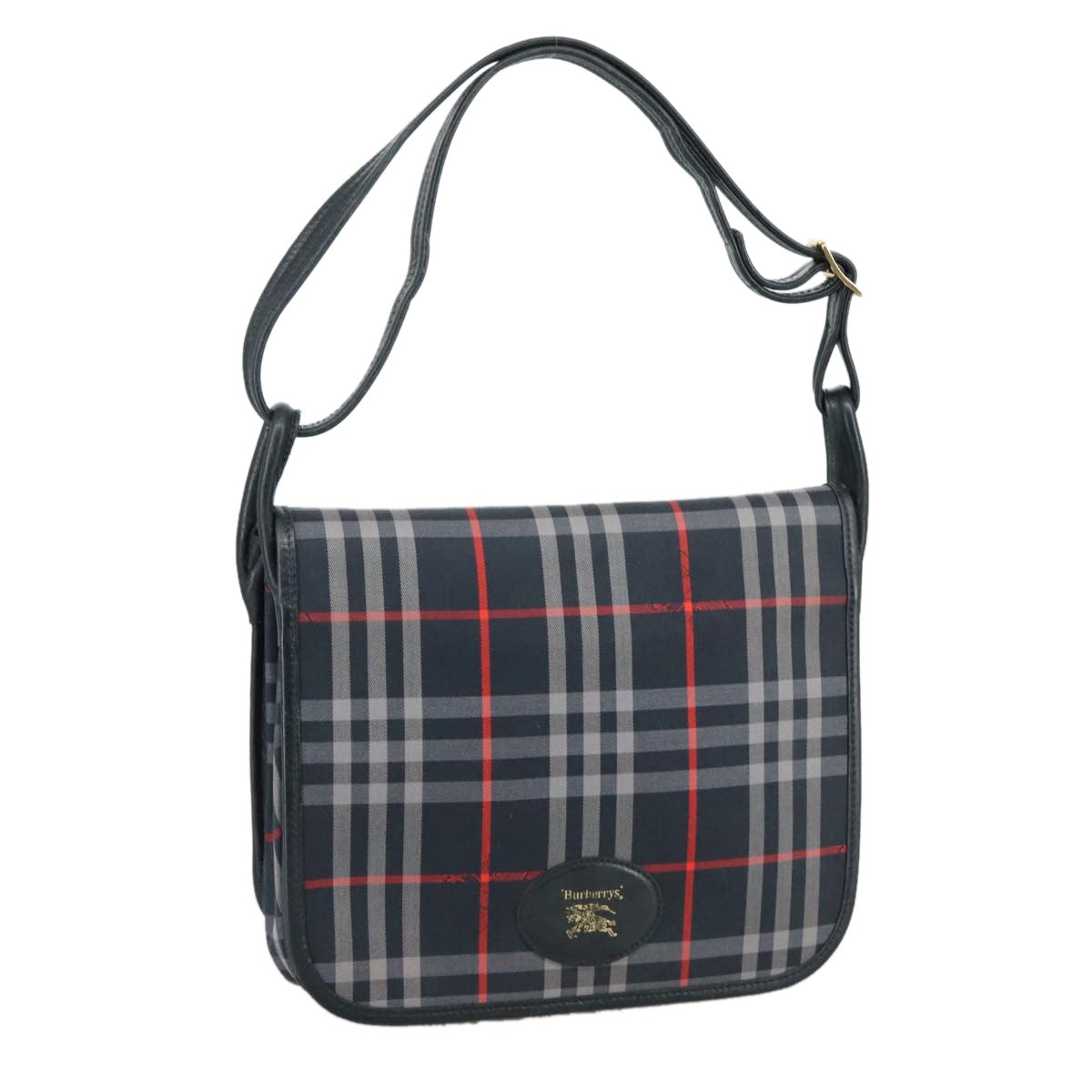 Burberry Nova Check Tote Leather, NAVY, CANVAS, Tote bag