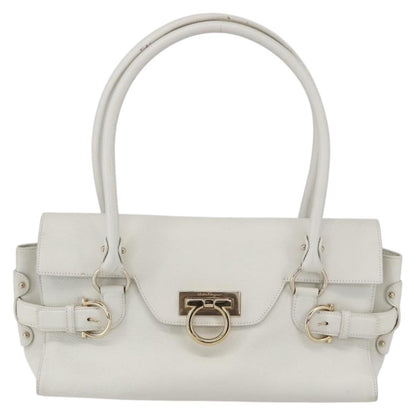 Salvatore Ferragamo Gina Satchel Leather, WHITE, LEATHER, Handbag