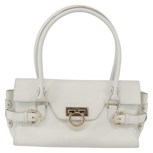 Salvatore Ferragamo Gina Satchel Leather, WHITE, LEATHER, Handbag