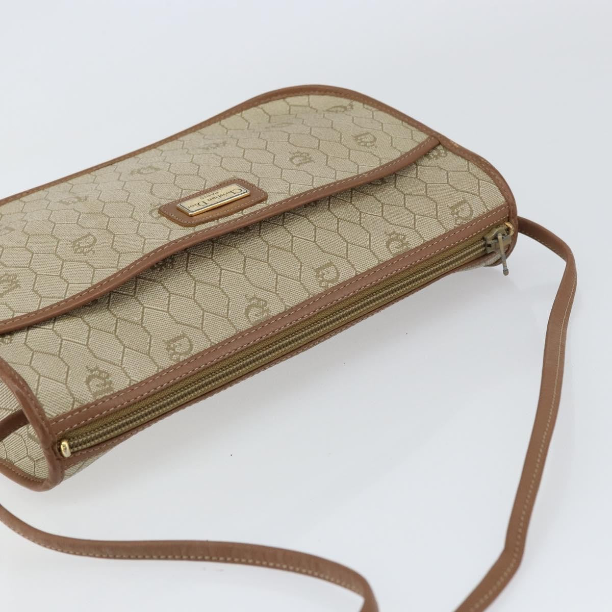 Christian Dior Vintage Honeycomb Shoulder Bag Canvas, BEIGE, CANVAS, Shoulder bag