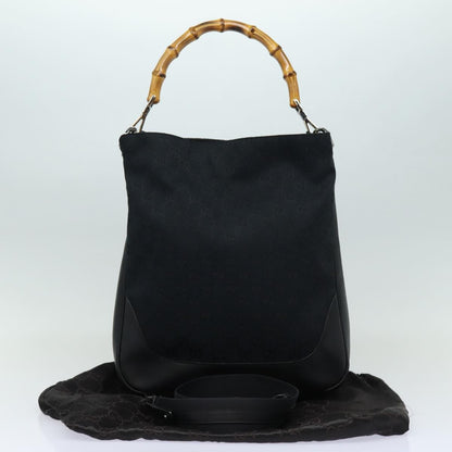 Gucci Vintage Bamboo Handle Tote Canvas, BLACK, CANVAS, Tote bag