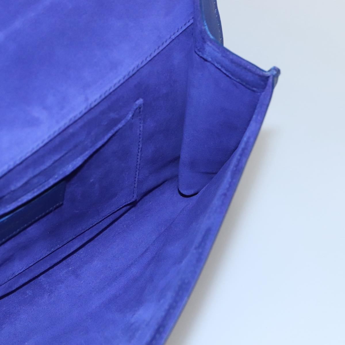 Saint Laurent Chyc Clutch Leather, BLUE, LEATHER, Clutche & pouche