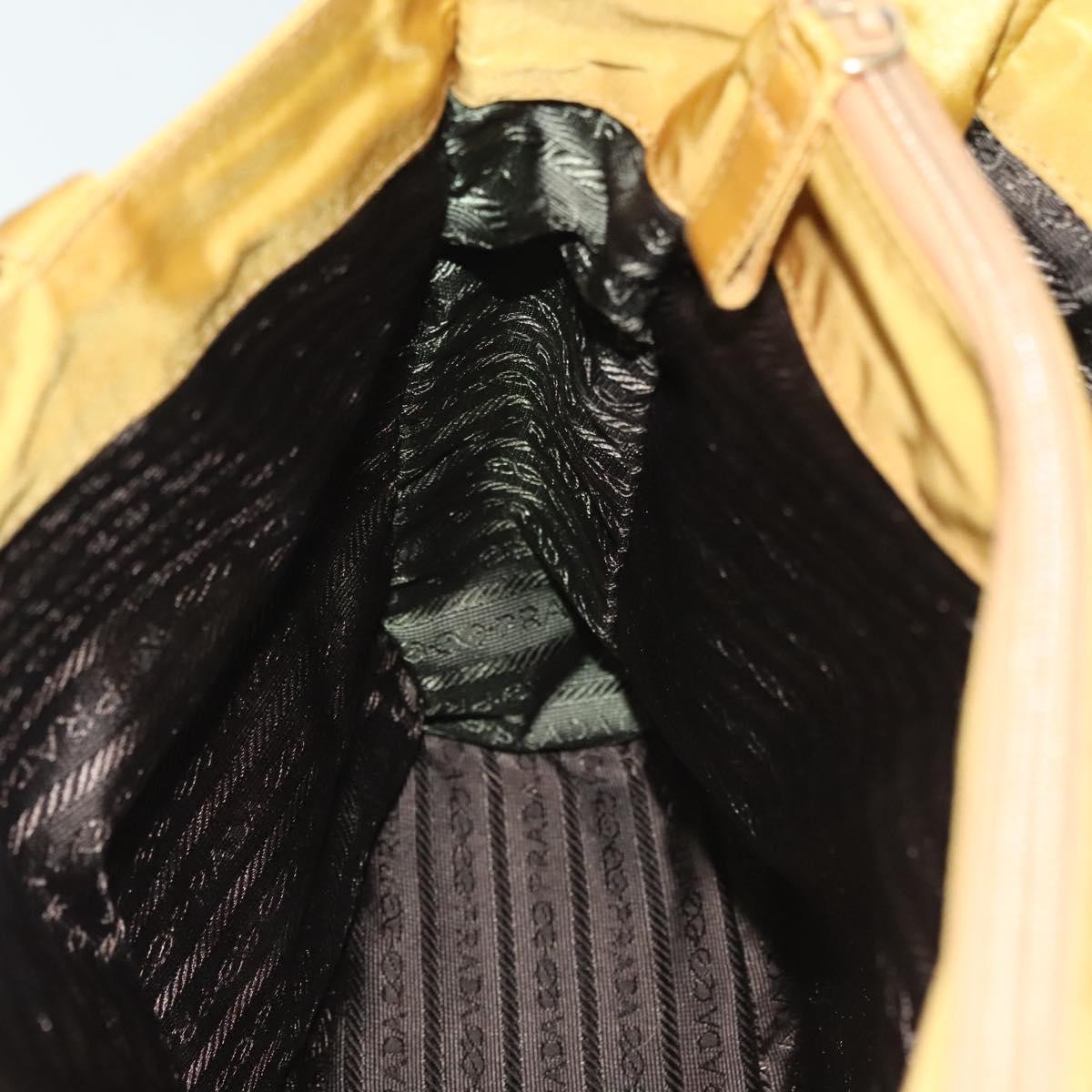 Prada Metal Handles Tote Tessuto, YELLOW, NYLON, Tote bag