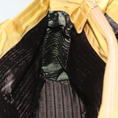 Prada Metal Handles Tote Tessuto, YELLOW, NYLON, Tote bag
