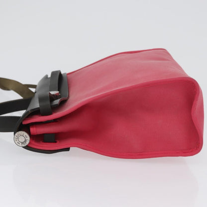Hermes Herbag Zip Leather and Toile, PINK, CANVAS, Shoulder bag