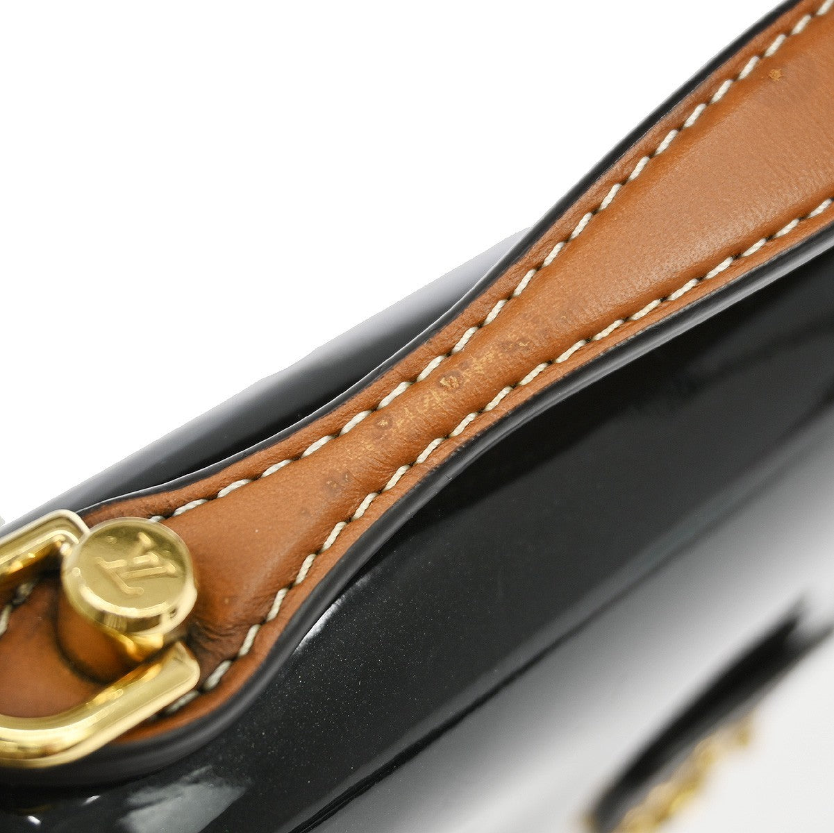 Louis Vuitton Cherrywood Handbag Vernis with Monogram Canvas, BLACK, PATENT_LEATHER, Handbag