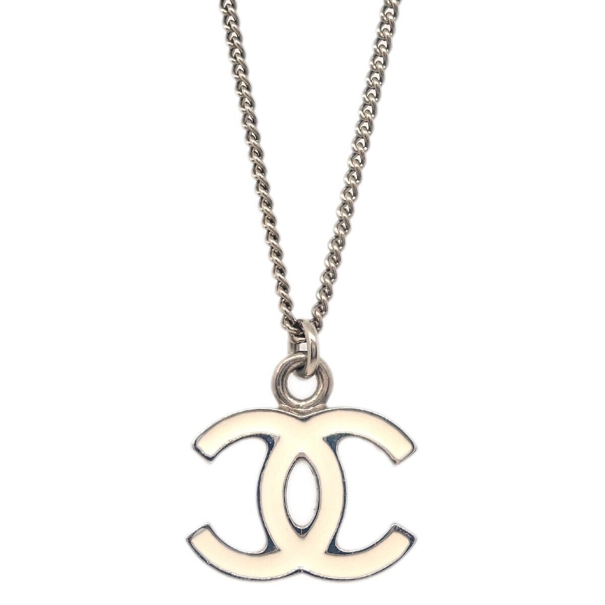 Chanel CC Logo Pendant Necklace Metal, SILVER, SILVER_PLATED, Necklace