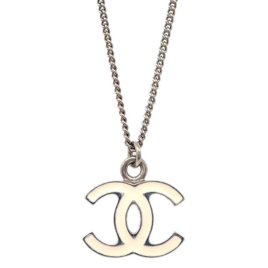 Chanel CC Logo Pendant Necklace Metal, SILVER, SILVER_PLATED, Necklace