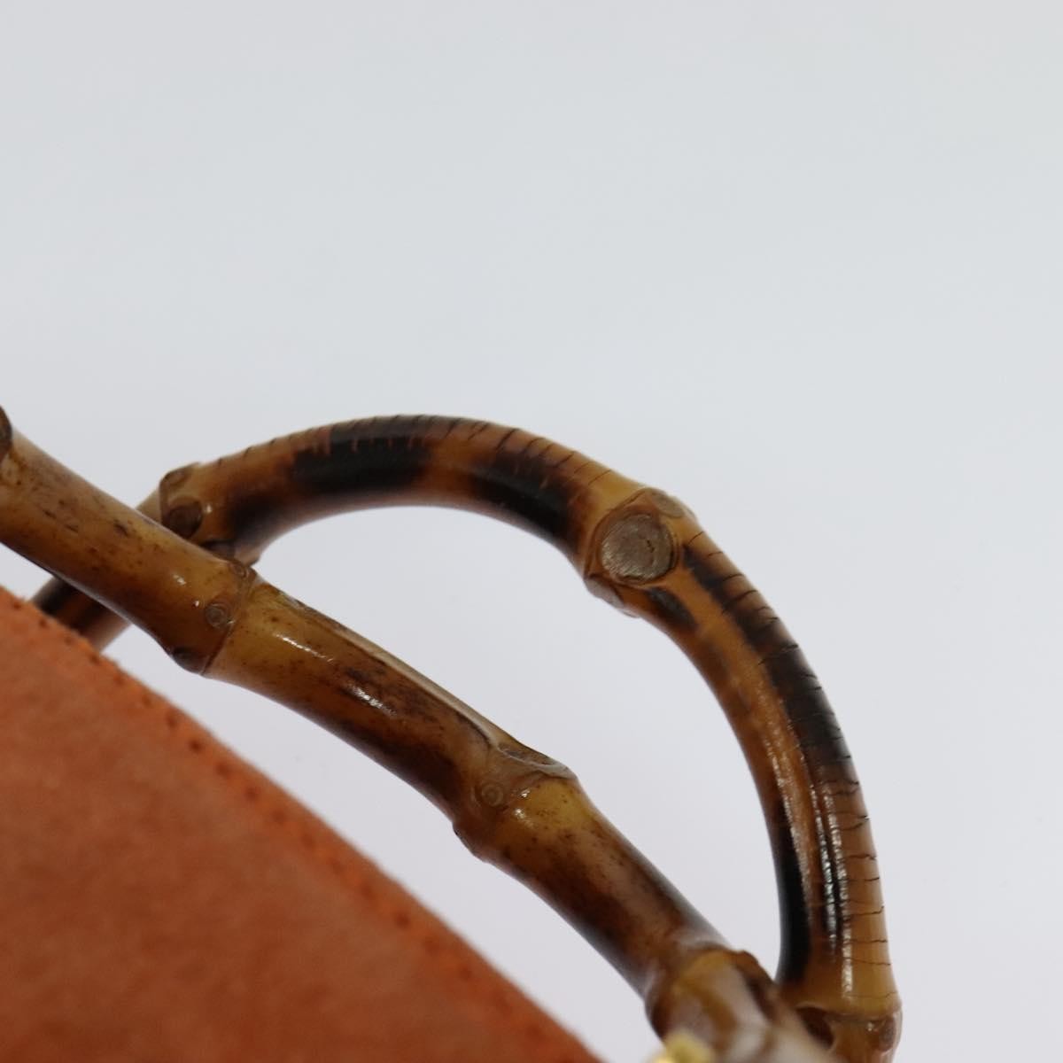 Gucci Vintage Bamboo Front Pocket Tote Suede, ORANGE, SUEDE, Tote bag