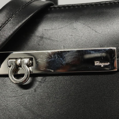 Salvatore Ferragamo Gancini handbag Leather, BLACK, LEATHER, Handbag
