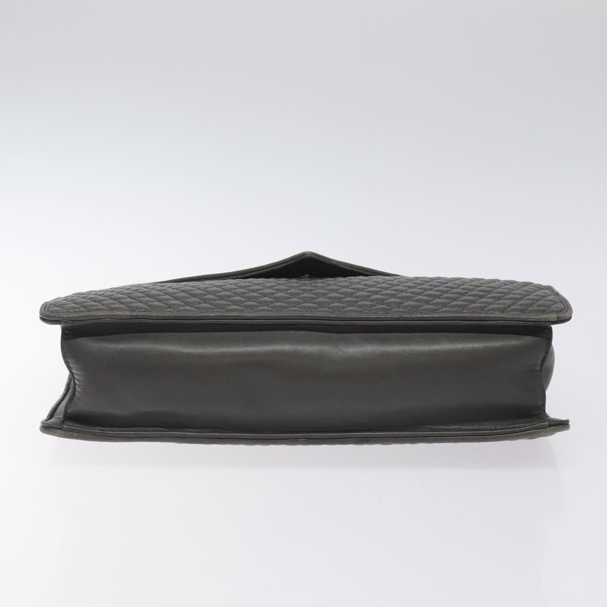 Bally Vintage Handbag Quilted Leather, GRAY, LEATHER, Handbag