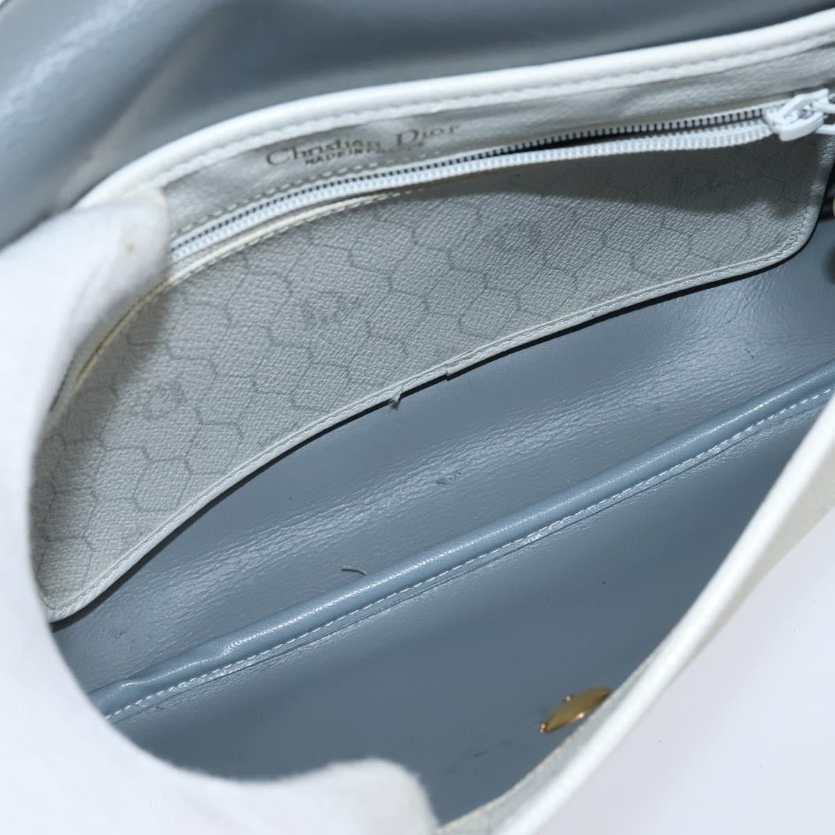 Christian Dior Vintage Honeycomb Flap Crossbody Bag Canvas and Leather, WHITE, CANVAS, Shoulder bag