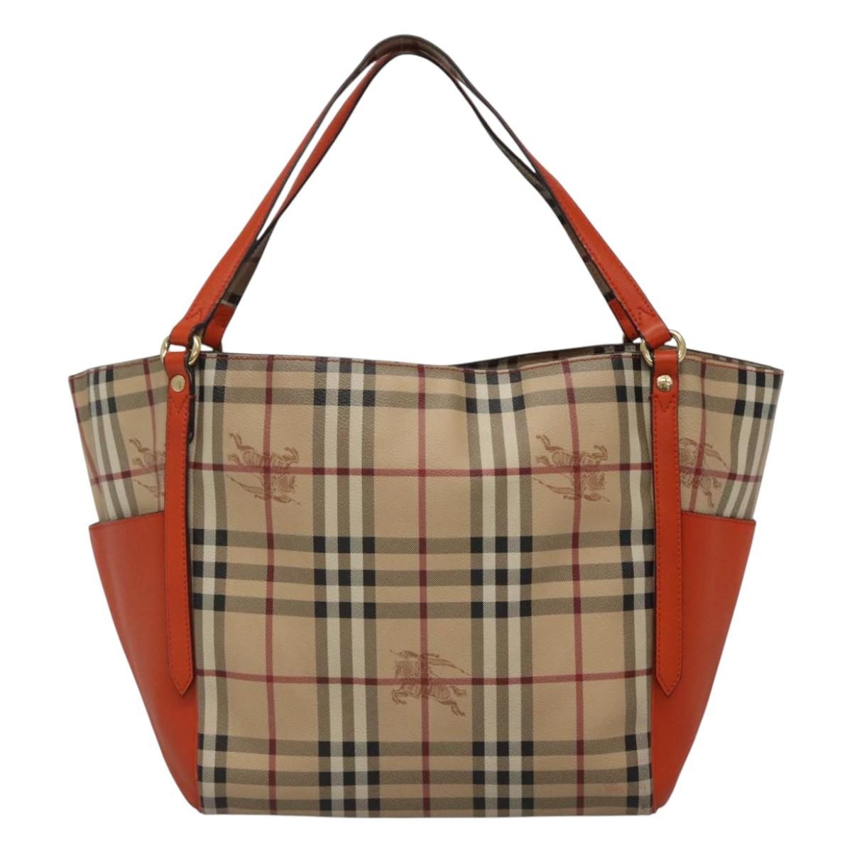 Burberry Canterbury Panels Tote Haymarket Coated Canvas and Leather, BEIGE, CANVAS, Tote bag