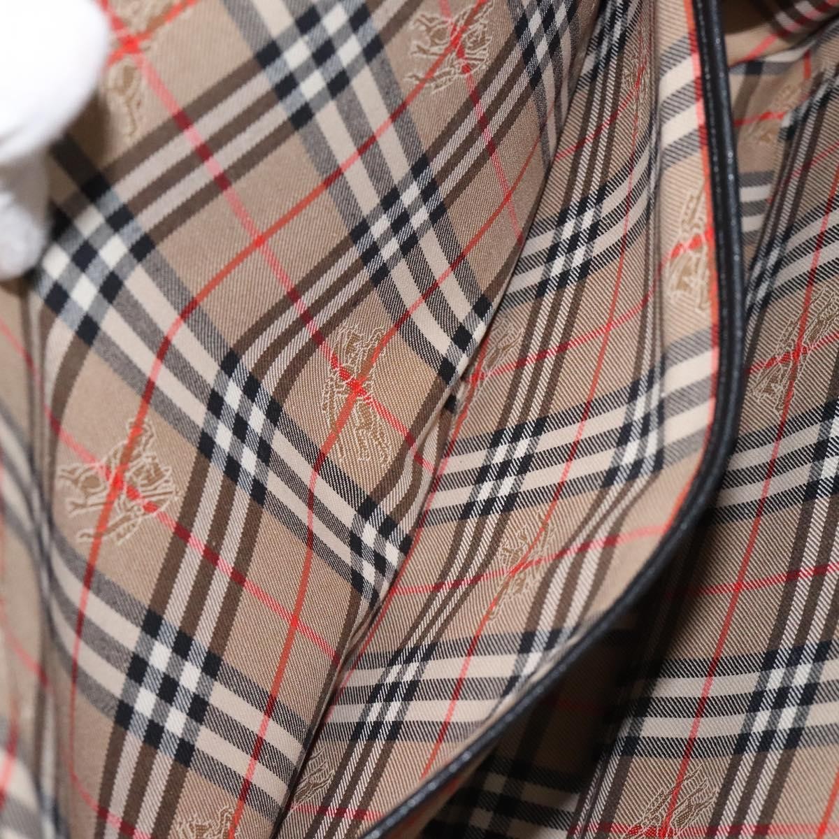 Burberry Convertible Briefcase Leather with London Check Coated Canvas, BLACK, LEATHER, Briefcase