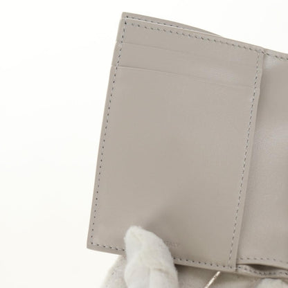 Celine Triomphe Trifold Wallet Leather, Beige, Leather, Wallet