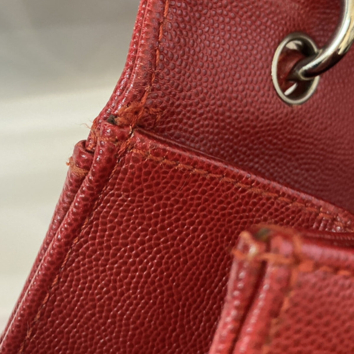 Chanel Vintage CC Flap Top Handle Calfskin Leather, RED, CALFSKIN, Handbag